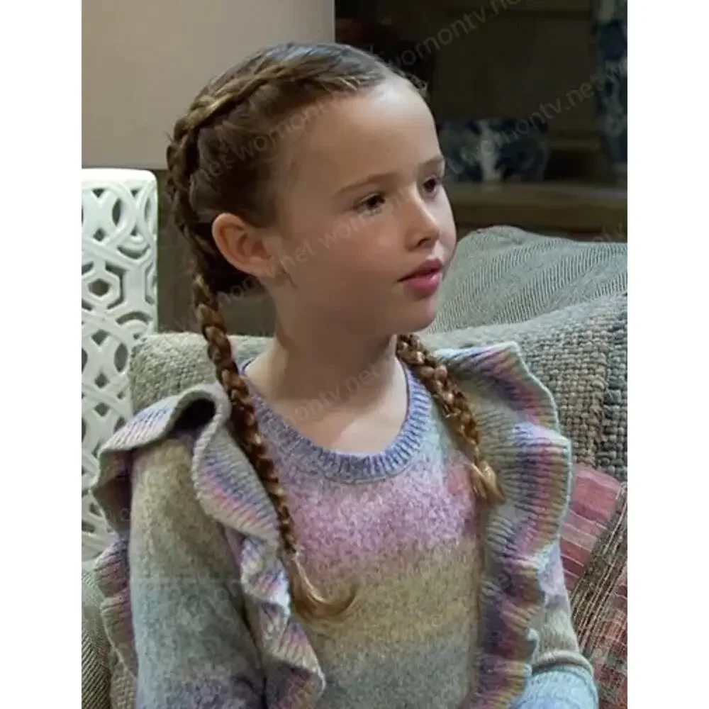 Tucker + Tate Rainbow Stripe Ruffle Shoulder Sweater - Size 6